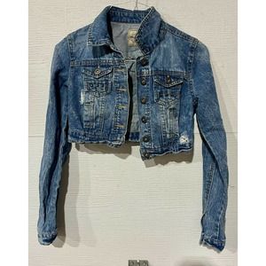 Highway Jeans Cropped Distressed Jacket Size S Denim ⭐